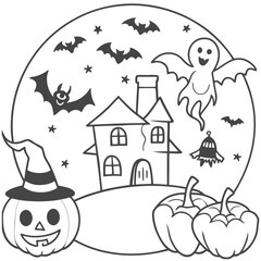 halloween outline for coloring pages 