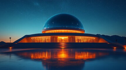 Obraz premium Illuminated Dome Structure Under Starlit Night Sky