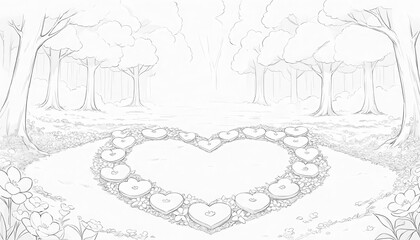 Fototapeta premium A heart-shaped garden in a serene forest setting.