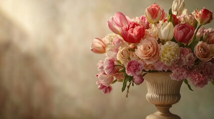 Obraz premium Elegant Spring Bouquet in a Classic Urn