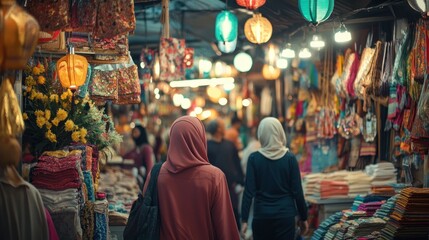 Obraz premium Night Market in Southeast Asia: Vibrant Colors and Textures
