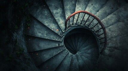 top-down view of concrete stairs