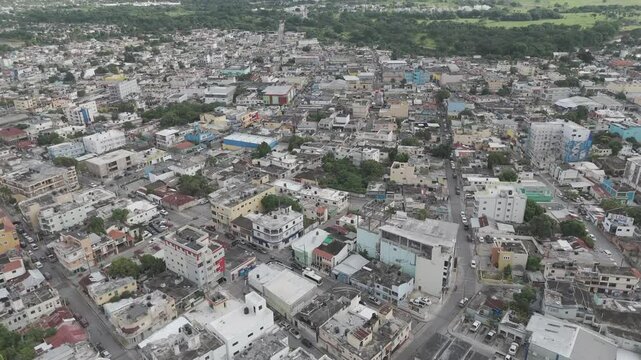 Aerial video over the city of Higuey Dominican Republic
