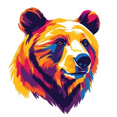 Colorful pop art portrait of a bear head.