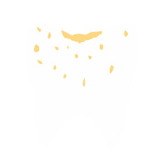 Illustration of damaged teeth. Cracked teeth. Cavities. Bleeding teeth. Tartar 