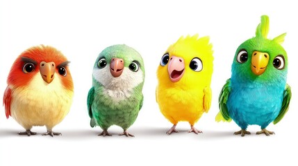 Naklejka premium Different collection of illustration lovebird isolated on white background