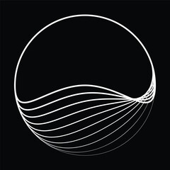 Lines in Circle Form . Rotate rounded shape Vector Illustration .Rotating circles form a ring.Rotating design element . Various circle lines forming round frame . Abstract Geometric line art .
