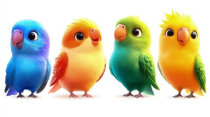 Naklejka premium Different collection of illustration lovebird isolated on white background