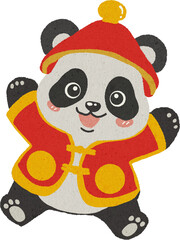 Cute panda character in Chinese costume