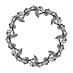 Black vector Halloween doodle wreath.