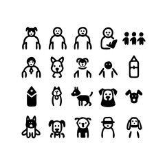 silhouette dog icon set related to school teachers and education