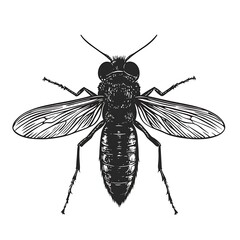 Vintage engraving of a fly insect.