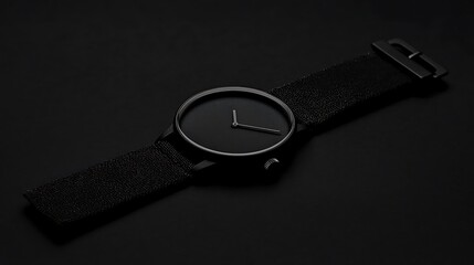 Elegant Minimalist Black Watch on Dark Background