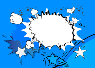 Cartoon Blue and White, comic book background. Retro vector comics pop art design.