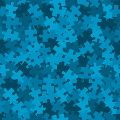 Puzzle-looking seamless camouflage dark denim blue hatched pattern