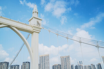 Partial close-up of Baishi Bridge in Zhuhai, Guangdong Province, China on June 4, 2023