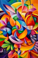 Obraz premium Vibrant Abstract Geometry Artwork Full of Colorful Swirls