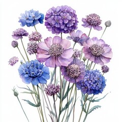 Delicate Purple and Blue Wildflowers in Beautiful Composition