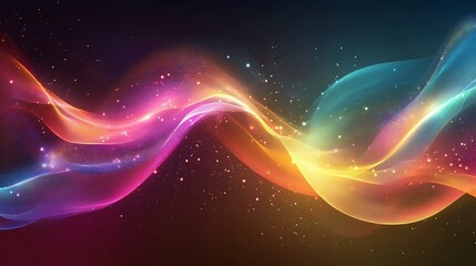 Fototapeta premium Abstract Colorful Waves with Glowing Particles Background
