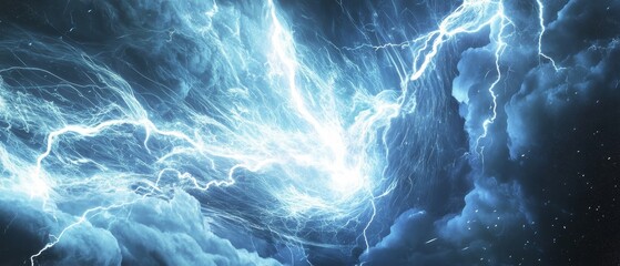 Powerful Electric Lightning with Blue Sparks