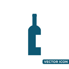 Simple Wine Bottle Icon Design Template 