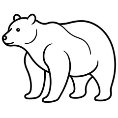 Cute Silhouette of a Bear line art vector cartoon illustration