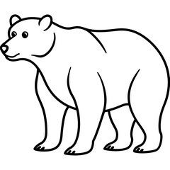 Cute Silhouette of a Bear line art vector cartoon illustration