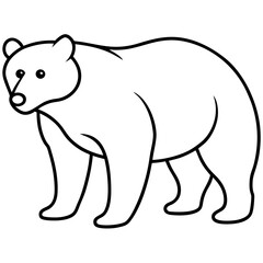 Cute Silhouette of a Bear line art vector cartoon illustration
