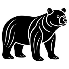 Cute Silhouette of a Bear line art vector cartoon illustration