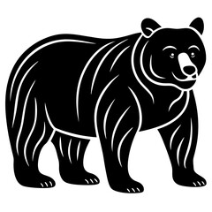 Cute Silhouette of a Bear line art vector cartoon illustration