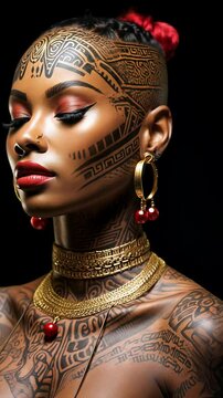 Self-expression and style: tattoo as a symbol of identity in youth culture, blending tradition with contemporary trend, an artistic image of personal meaning and culture.