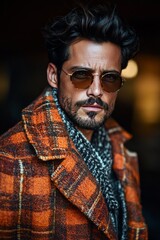 A man is experimenting with different patterns and textures to create a bold, modern look