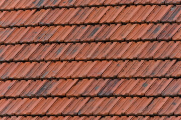 Abstract background of vintage classic orange roofing tiles.