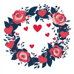 decorative heart wreath made of roses and small hearts, perfect for romantic occasions. This vibrant design adds touch of love and elegance to any space
