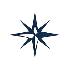Dark blue eight-pointed star navigation symbol.