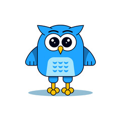 Cartoon funny Owl Character. Animation animal. Flat vector isolated on white background.