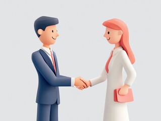 Fototapeta premium Professional collaboration, business handshake in formal setting, 3D illustration
