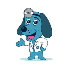 Dog doctor cartoon character. Kids medical mascot. Flat vector illustration isolated on white background.