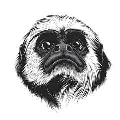 Fototapeta premium Monkey head, detailed drawing on white.