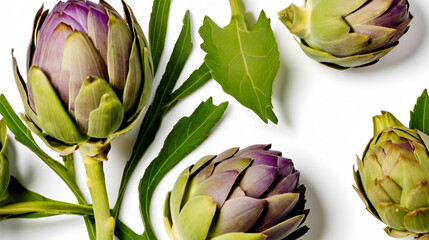 Fototapeta premium Artichokes isolated on white background 