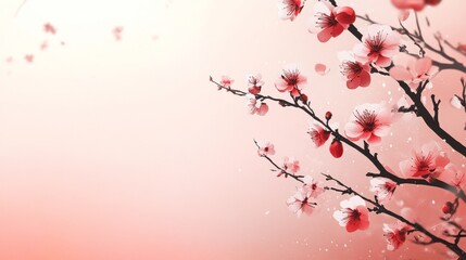 Fototapeta premium Spring background with blooming plum blossoms. Chinese New Year celebration 