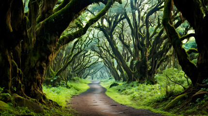 Naklejka premium footpath in the forest