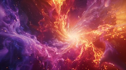 Obraz premium Glowing psychic waves converging and diverging in a kaleidoscopic explosion of color.