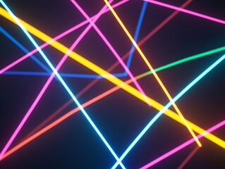 Vibrant Neon Lines Intersect In Abstract Design