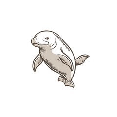 Obraz premium Minimalist dugong illustration on white.