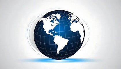 Dark Blue Globe Showing Americas And Grid Lines