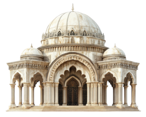 traditional Middle Eastern building featuring domed roof, intricate architectural details, and elegant arches. This structure showcases cultural heritage and artistry