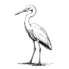 Obraz premium Sketch of a standing egret.