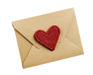 brown envelope with red felt heart seal, perfect for Valentine Day. This charming design adds personal touch to your romantic messages and gifts