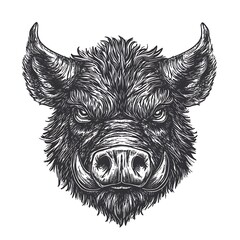 Obraz premium Detailed sketch of a wild boar head.